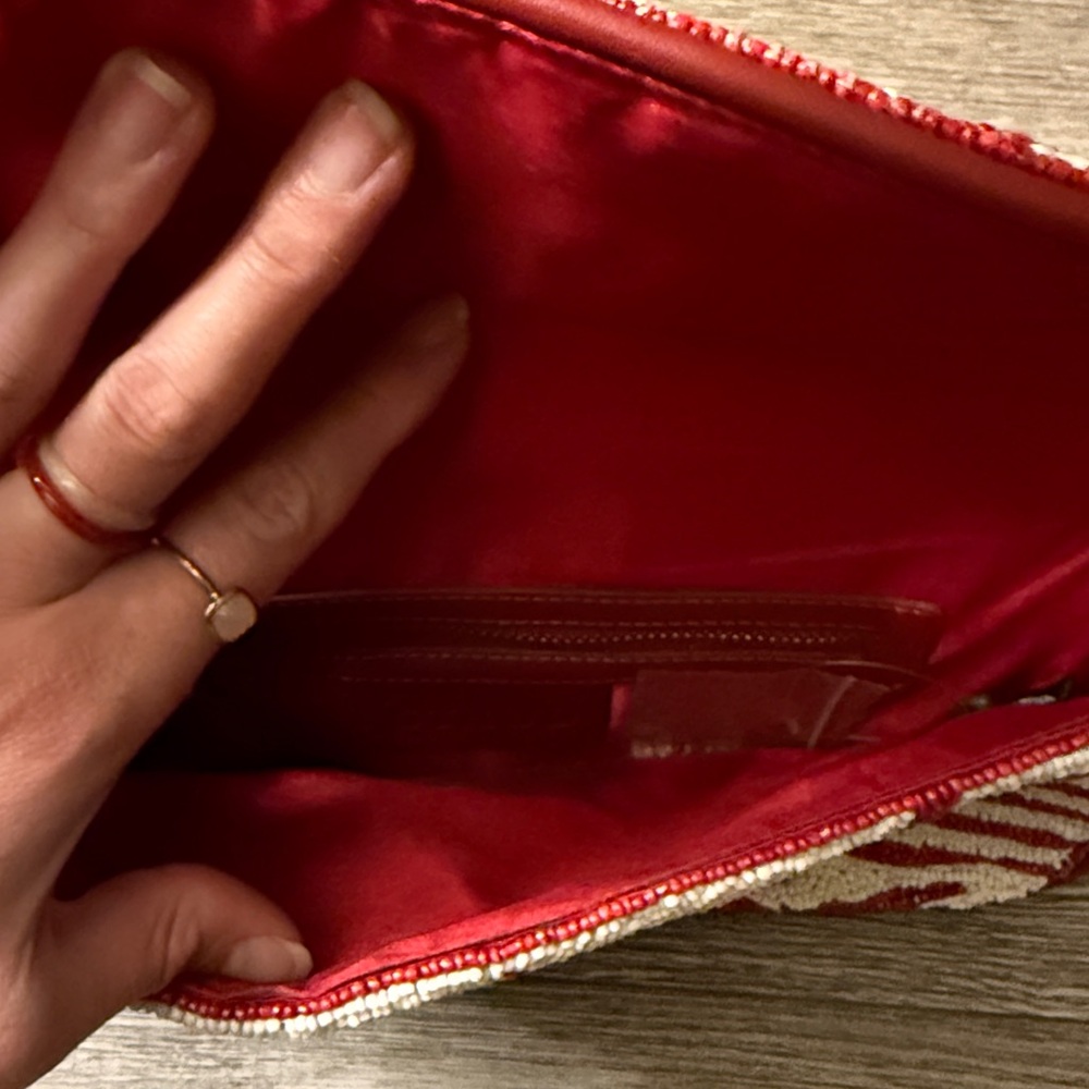 STAUD Tommy Beaded Bag, Scarlet/White Zebra - Picture 8 of 8